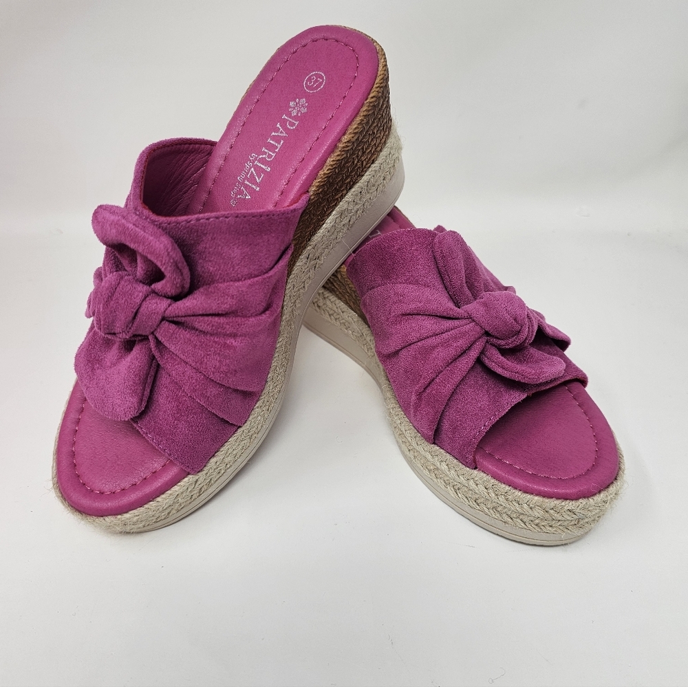 Patrizia by Spring Step Pink Suede Espadrille Wedge Sandals Size Eur 37 US 6.5-7